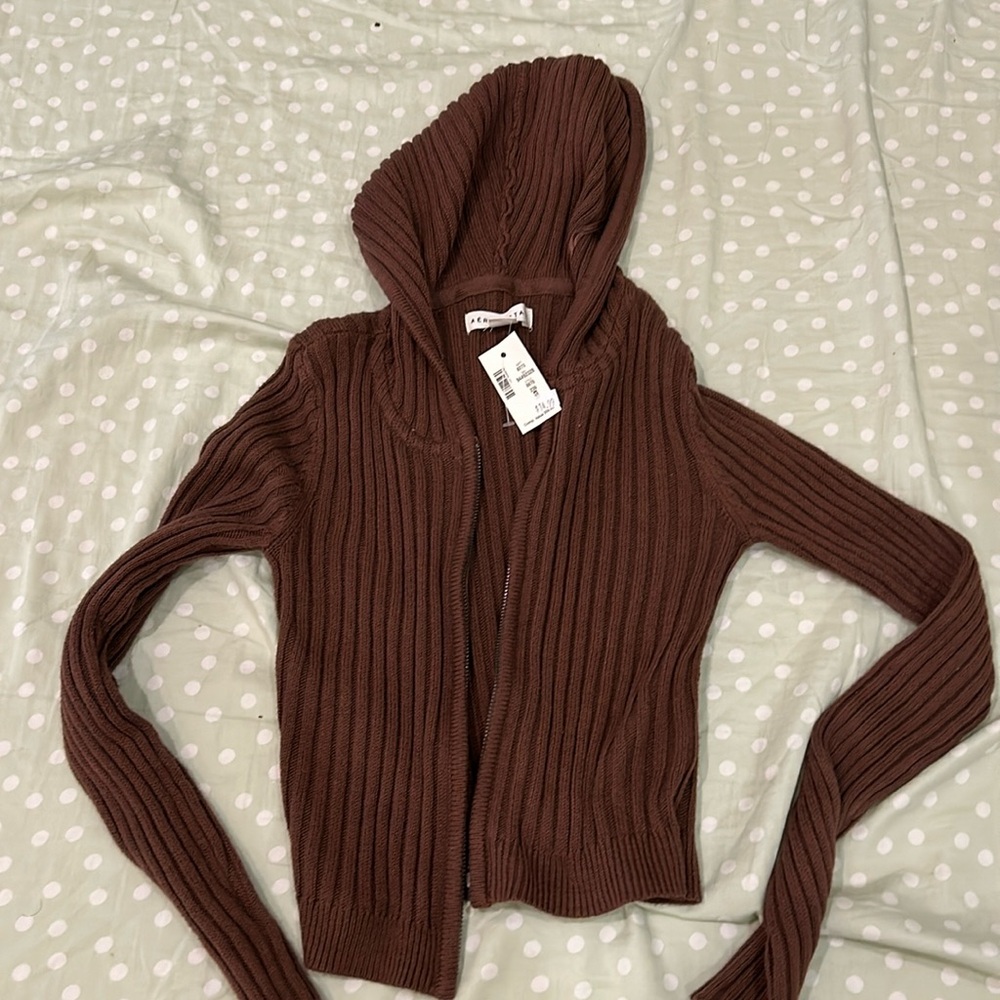 aeropostale cropped knit zip up